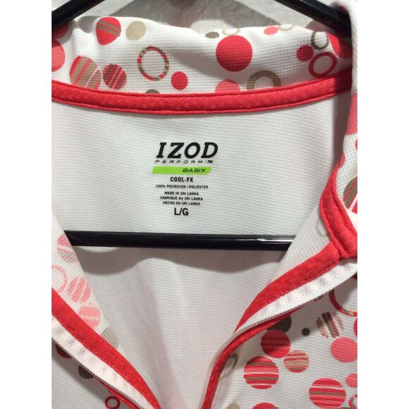 IZOD perform Basix cool FX Large womens sleeveless golf shirt zip front print - Picture 5 of 5